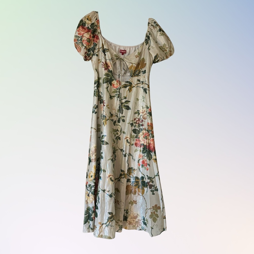 STAUD Multicolor Floral Midi Dress